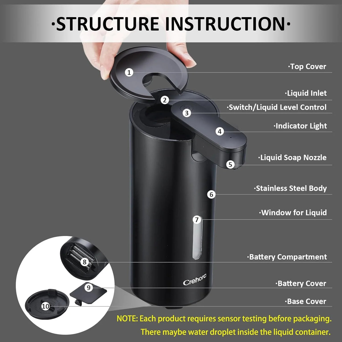 Automatic Soap Dispenser, Touchless Soap Dispenser, 3 Adjustable Volume Hand Free Soap Dispenser, Bathroom Soap Dispenser, Dish Soap Dispenser for Kitchen Bathroom, Liquid Soap Dispenser Black